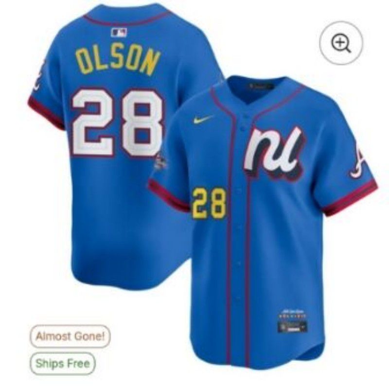 Men 2025 Atlanta Braves 28 Olson Blue All star Nike MLB Jersey style 08
